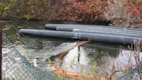 pipes end just below the bridge