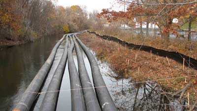pipes floting in river